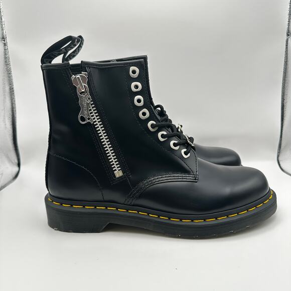 Dr. Doc Martens 1460 Zip Smooth Leather Lace-up Boots Black Size 8 Men’s New main image 9